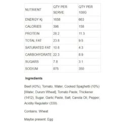 Spaghetti Bolognese 250g -Hiking And Camping 1200325 spaghetti bolognese 250g