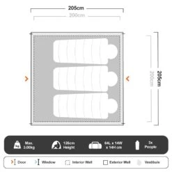 OZtrail Tasman 3P Dome Tent -Hiking And Camping 1202596