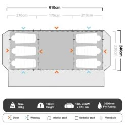 Coleman Instant Up 10P Lighted Northstar Darkroom Tent -Hiking And Camping 1203373