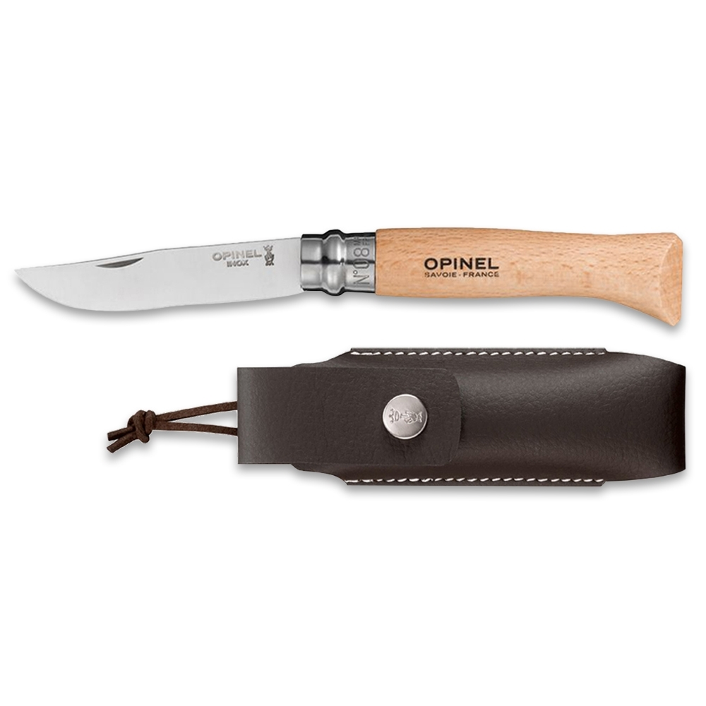 Opinel N°08 Stainless Steel Knife + Sheath Set 3 Opinel N°08 Stainless Steel Knife + Sheath Set
