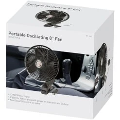 12V Portable Oscillating Fan With Clamp 8" -Hiking And Camping 1239200 12v portable oscillating fan with clamp 8