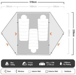 Marmot Tungsten Ultralight 3−Person Tent -Hiking And Camping 1273901